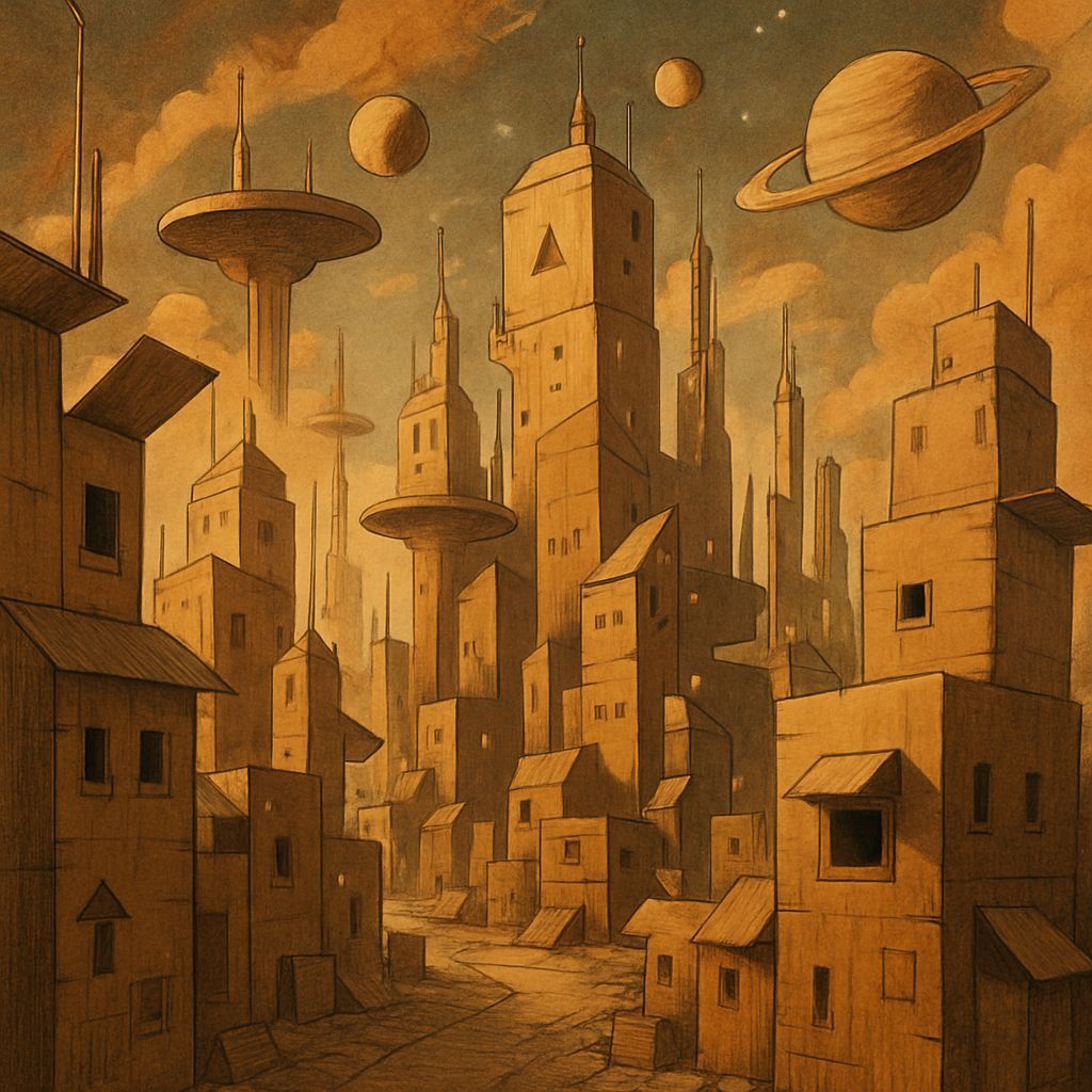 Surreal Sci-Fi Cityscape Made of Cardboard Boxes
