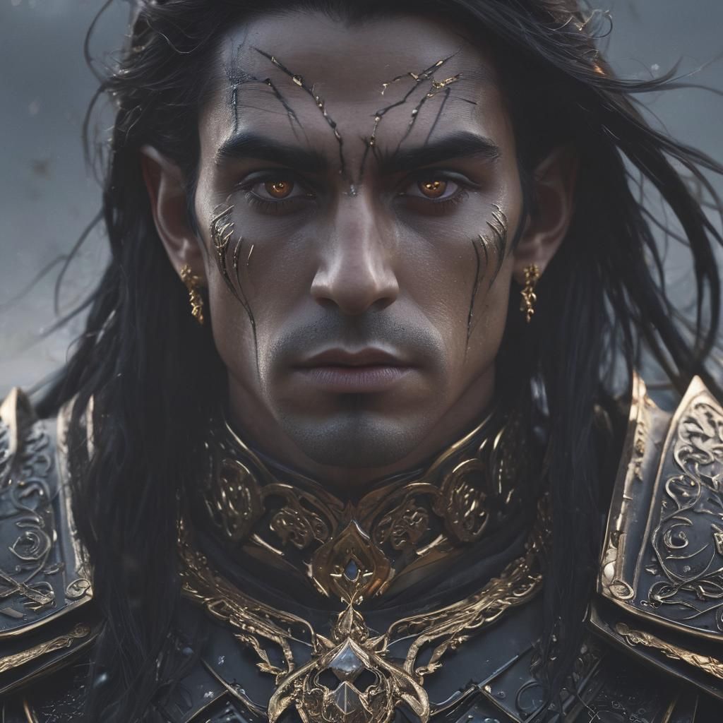 Mystic Dark Elf Necromancer in Icy Landscape