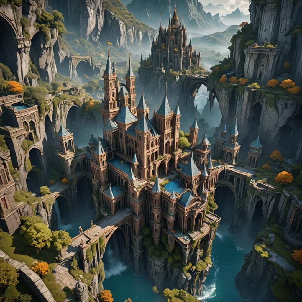 Fantastical Detailed Matte Painting in Deep Color
