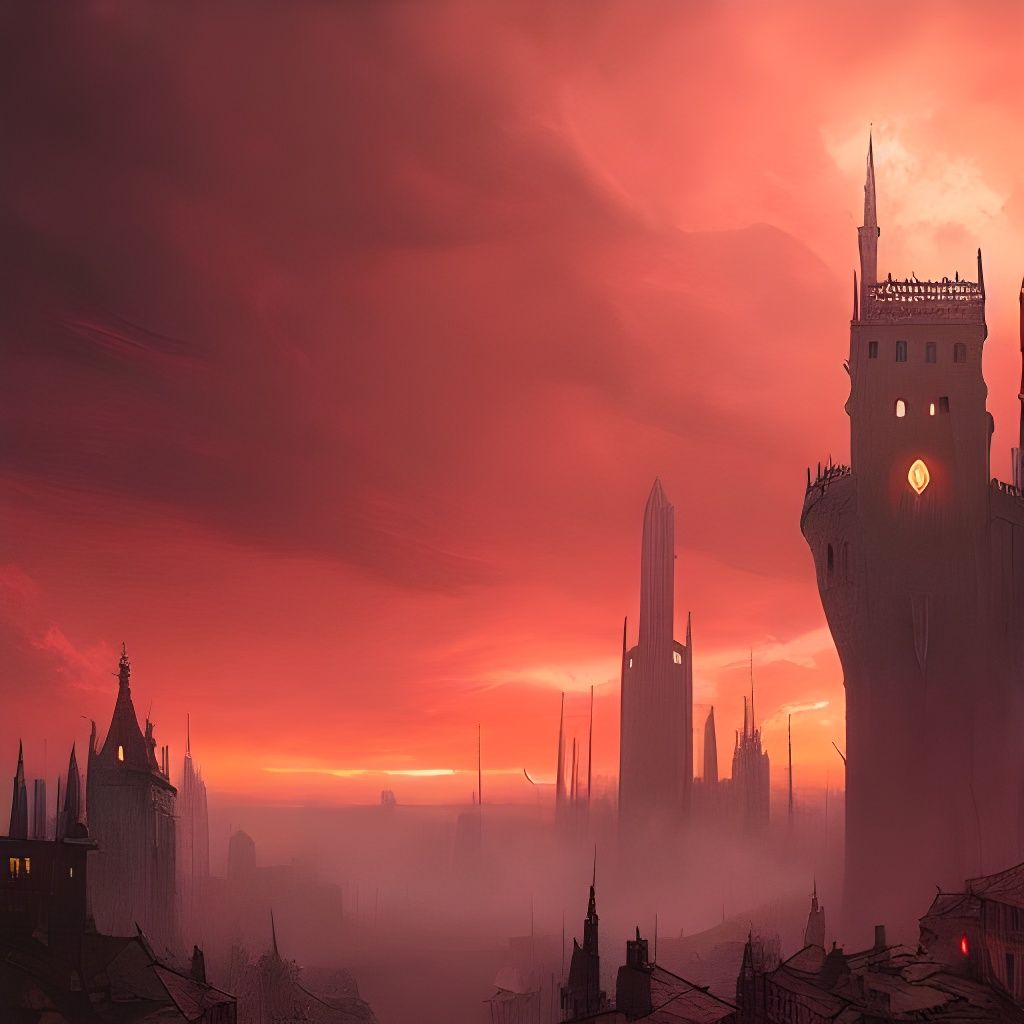 Apocalyptic Medieval City in Sinister Dark Fantasy Style