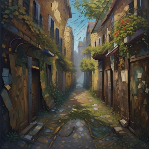 Impressionist City Streets Overgrown With Lush Greenery