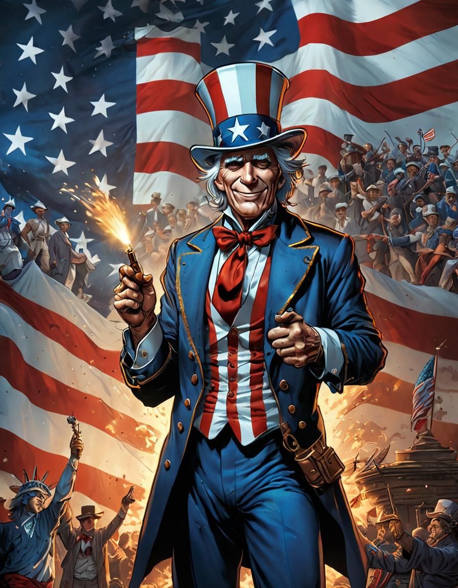 Uncle Sam Wishes Happy Independence Day in Comic Art