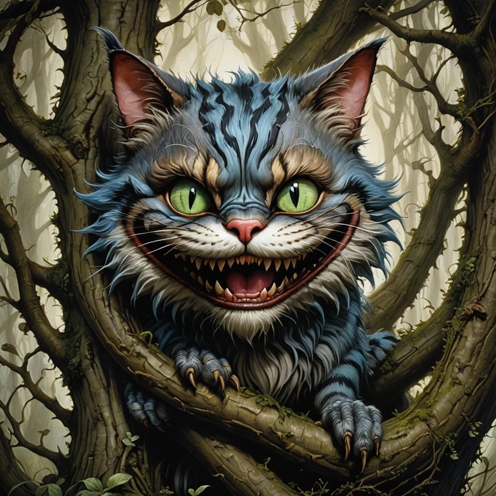 Freakish Cheshire Cat Caricature in 3D