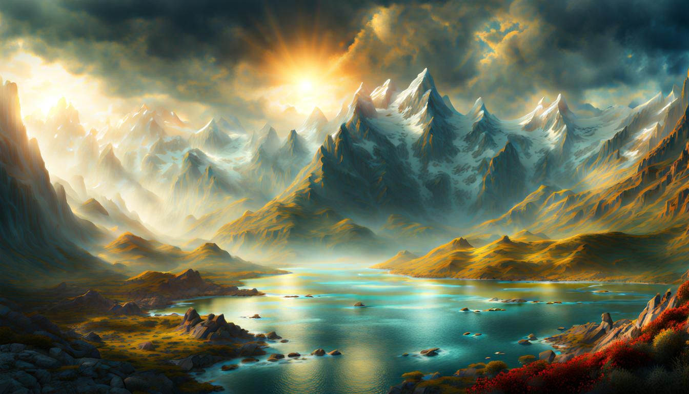 Fantastical Landscape with Atmospheric Sunlight