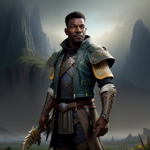 Fantasy African Halfling Wizard Portrait in Ethereal Style