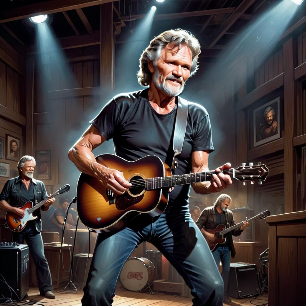 Kris Kristofferson Portrait in Comic Book Art Style