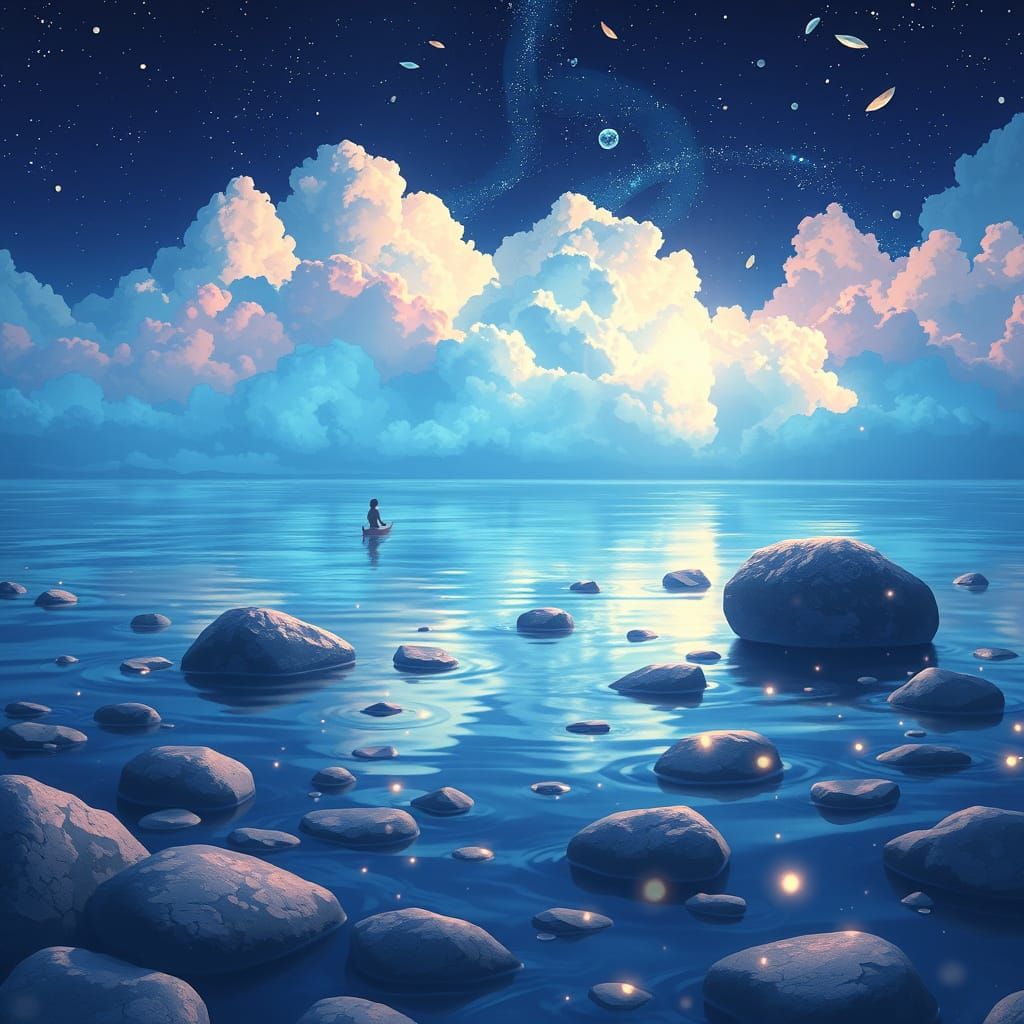 Ethereal Serenity in Anime-Inspired Deep Color Concept Art