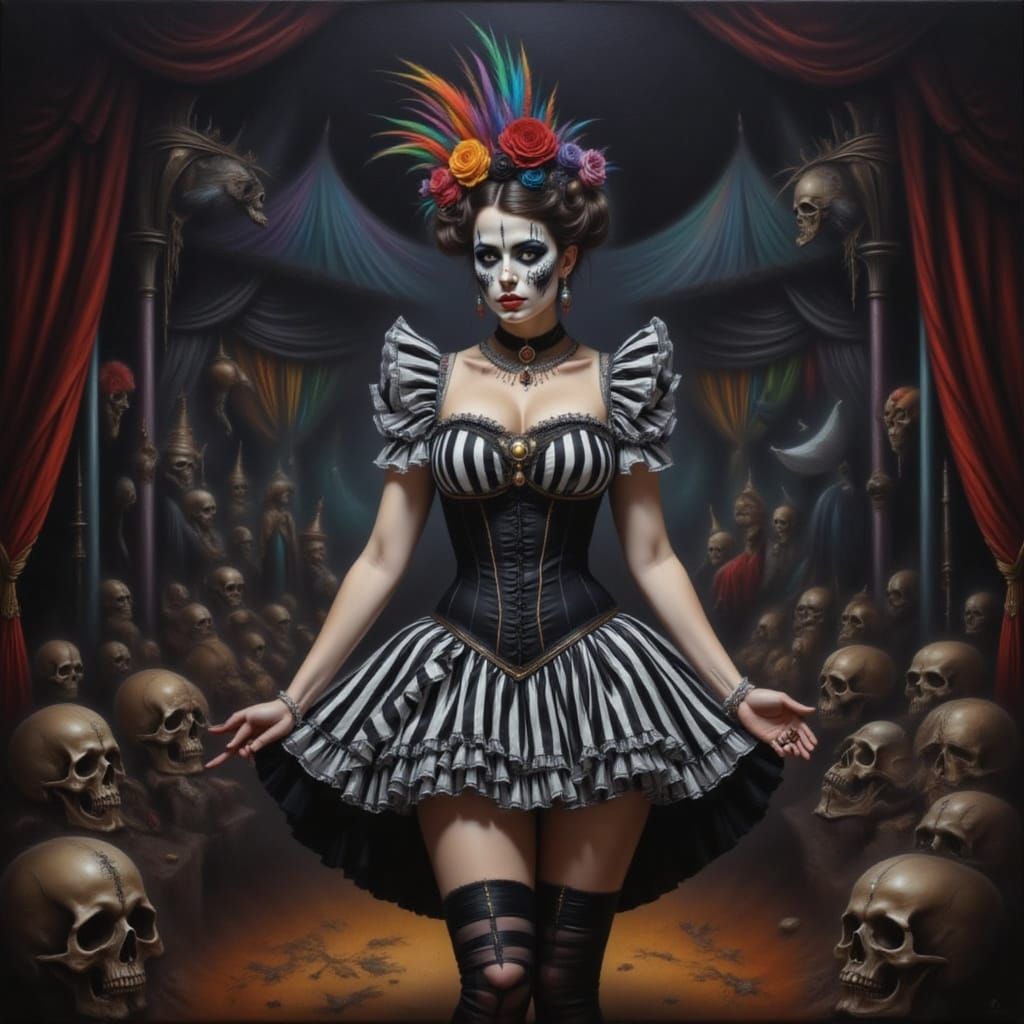Horror Circus Cabaret Dancer in Renaissance Style