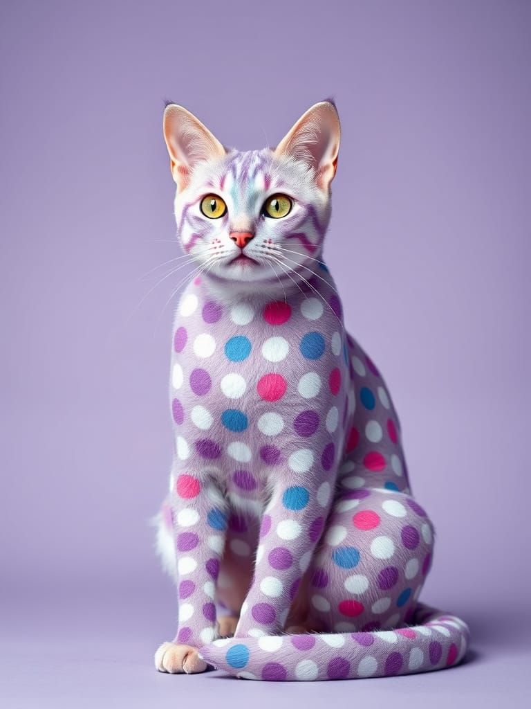 Elegant Polka Dot Cat with Colorful Pattern