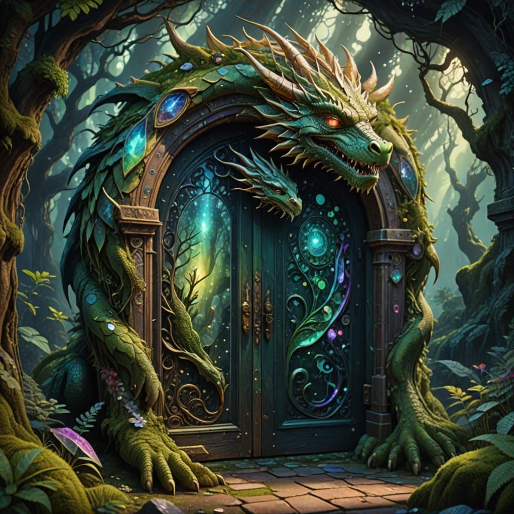 Dragon Lair Door: Holographic Astral Illustration