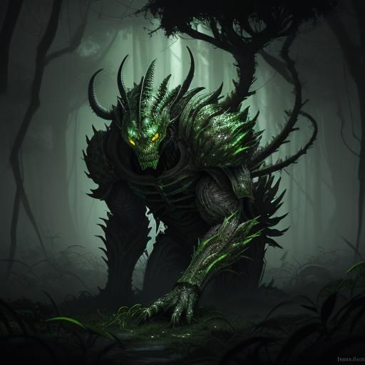 Biopunk Plant Zerg Hybrid Attack in Dark Jungle