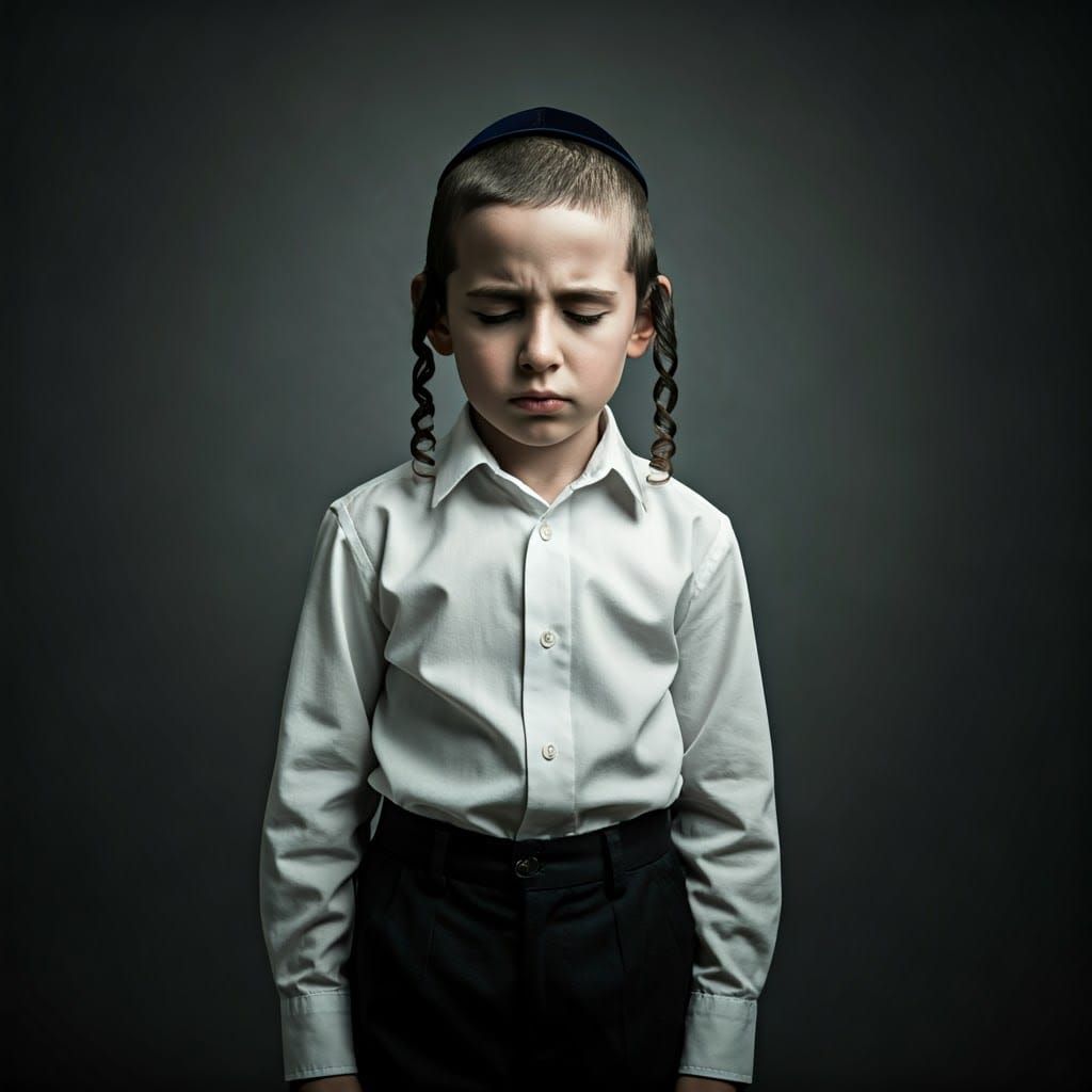 Solemn Boy Portrait in Rembrandt Style