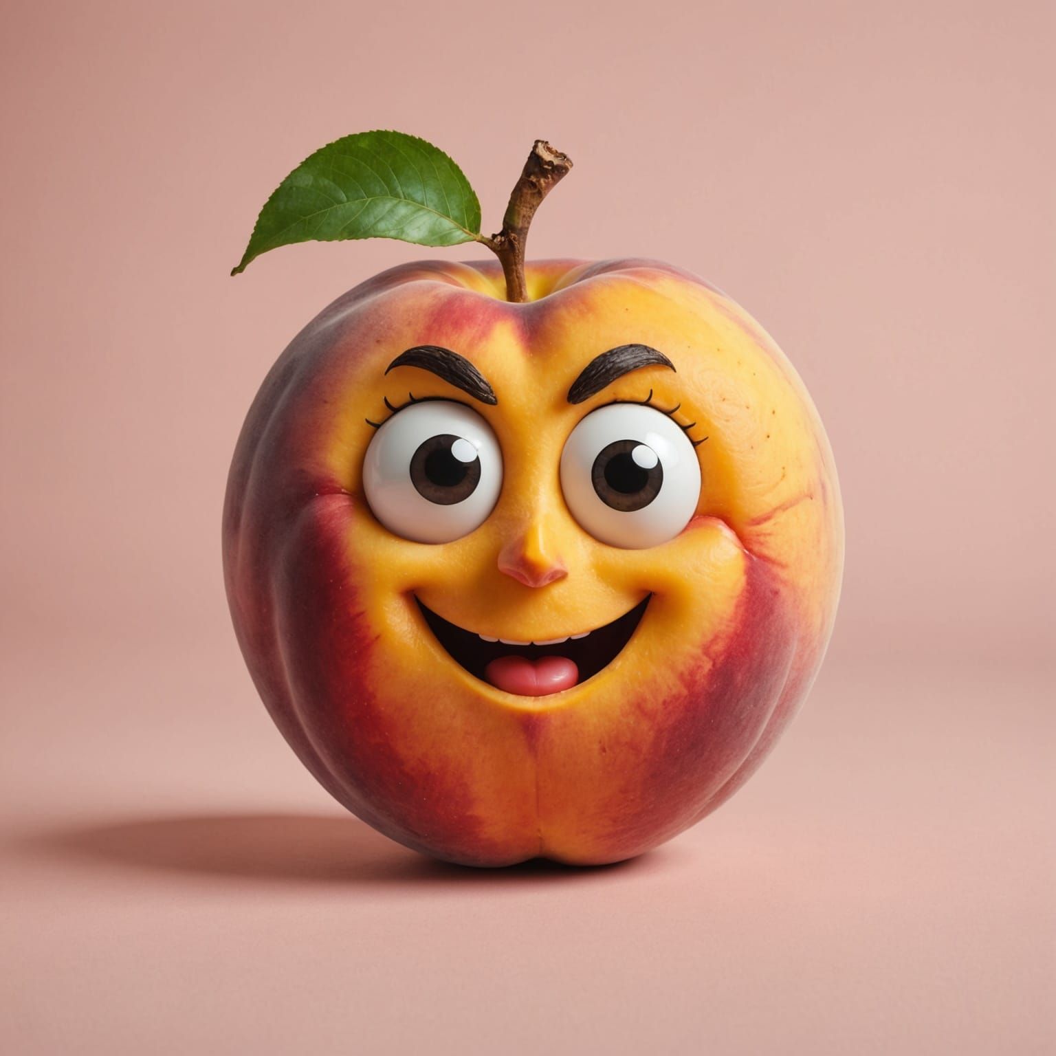 Quirky Peach Portrait in Whimsical Style