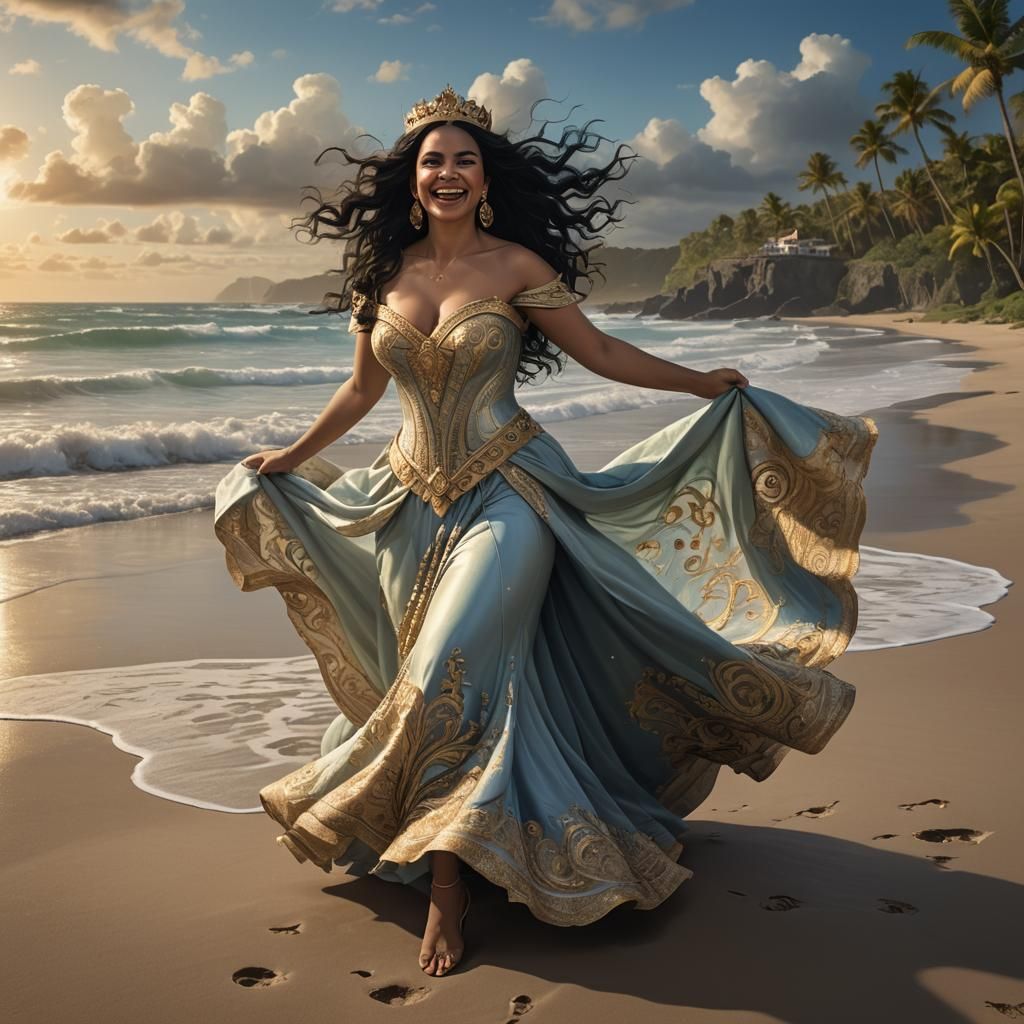 Stunning Digital Beach Princess in Maximalist Style