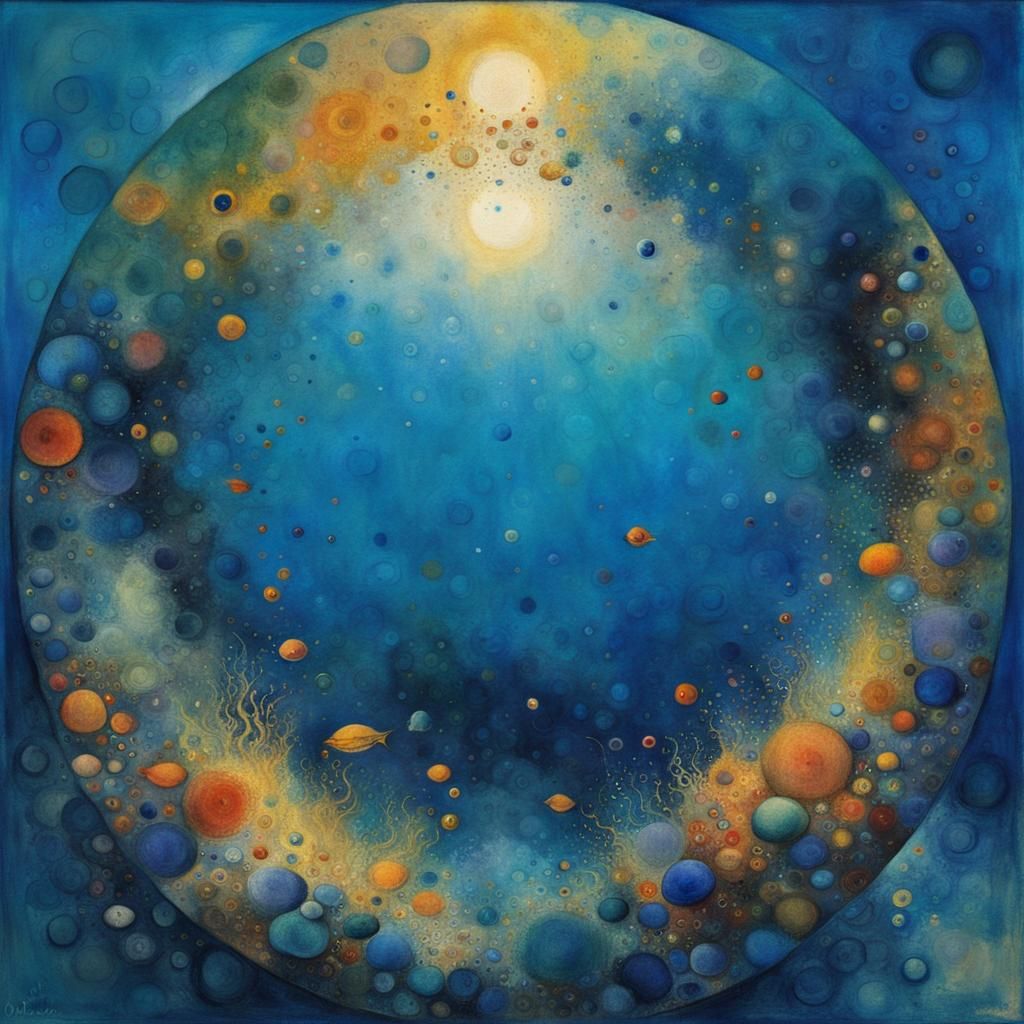 Intricate Deep Sea Molecules in Watercolor Style