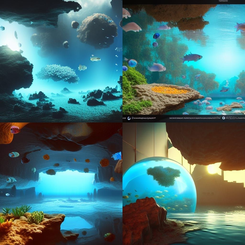 Earth Submerged in Aquarium: Digital Matte Painting