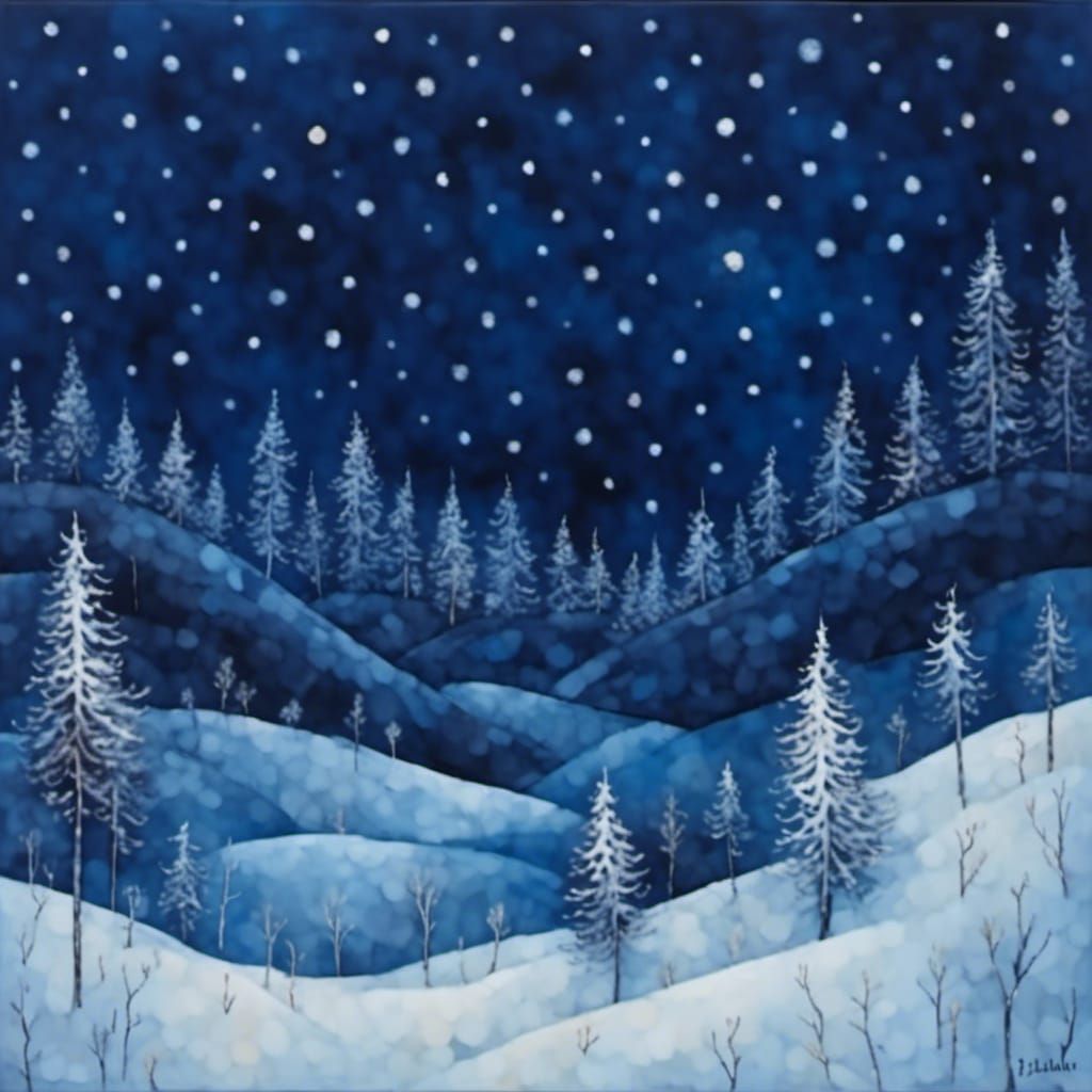 mountain forest in winter : snow covered ground : twinkling ...