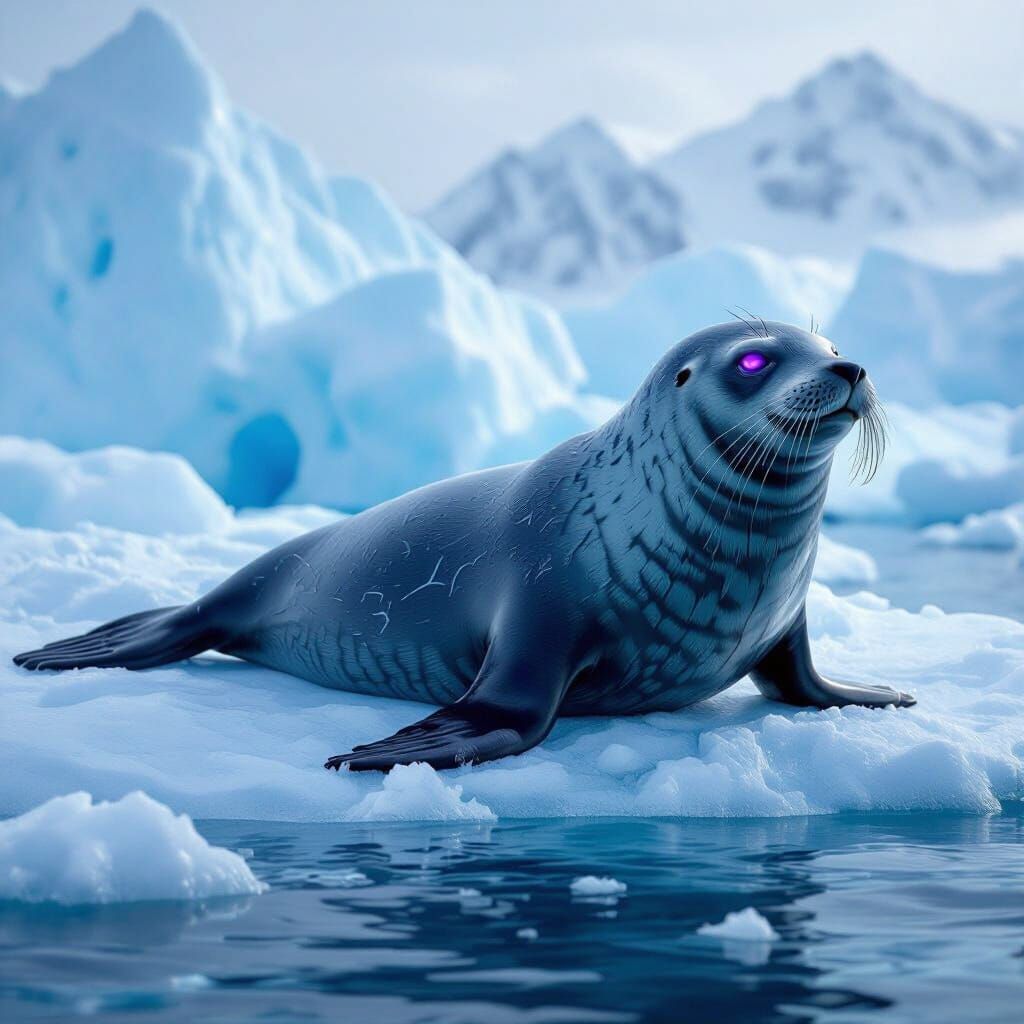 Icy Shardfin Seal in Dark Fantasy Style