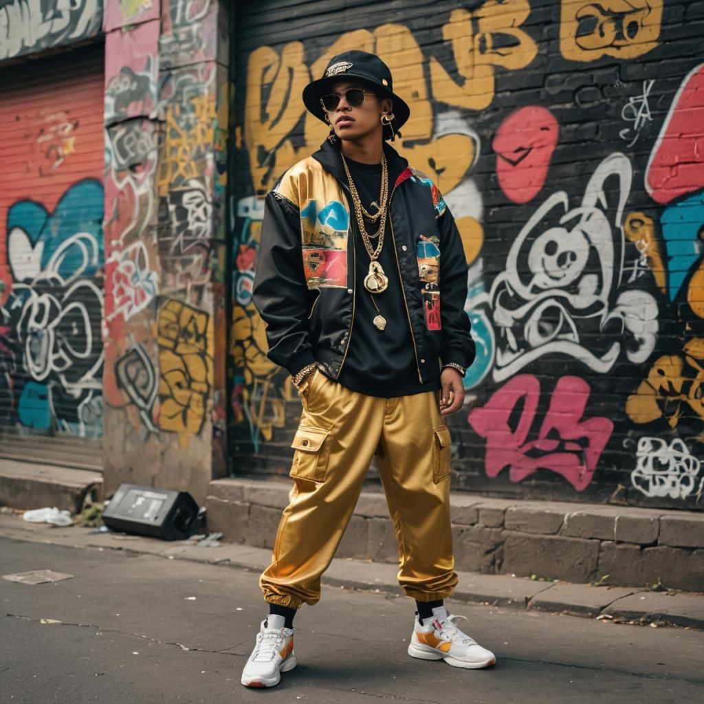 Filipino Rapper in 80s Hip-Hop Style, Anime Art