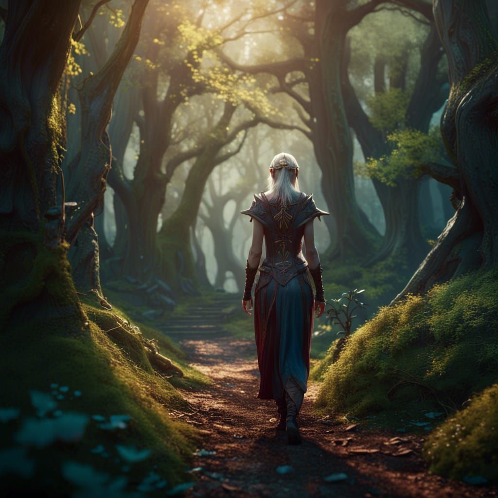 Elven Beauty in Fantastical Forest Art