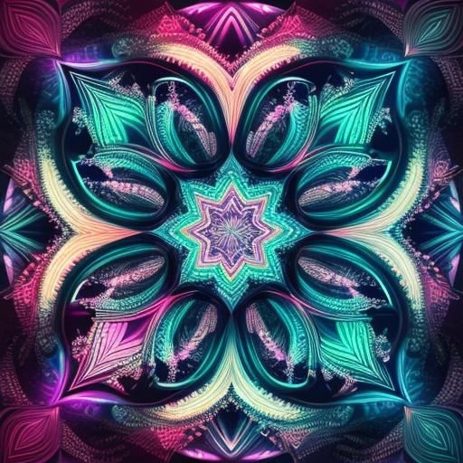 Kaleidoscopic Heart with Abstract Neon Design