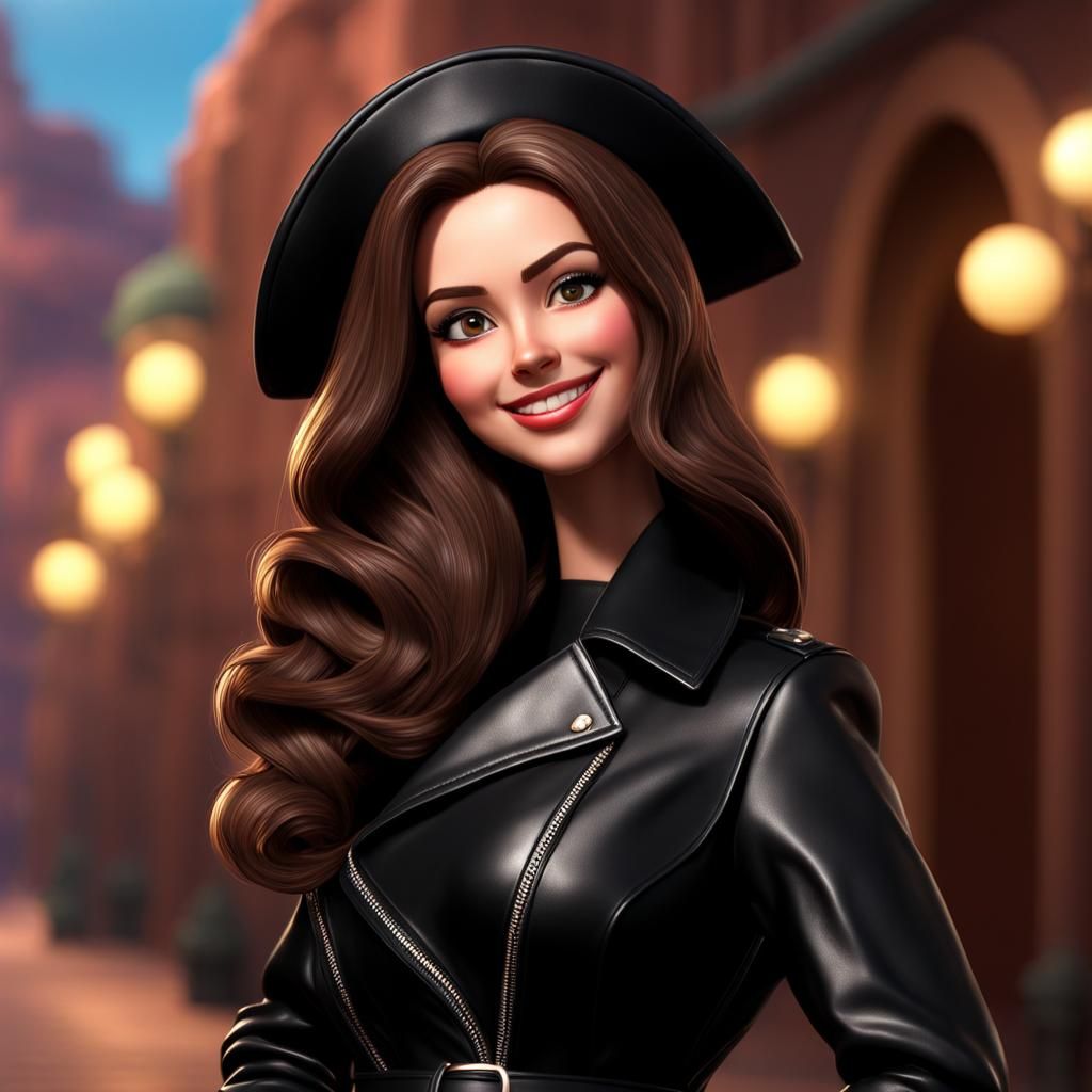 Beautiful Woman in Leather Outfit: 3D Digital Art