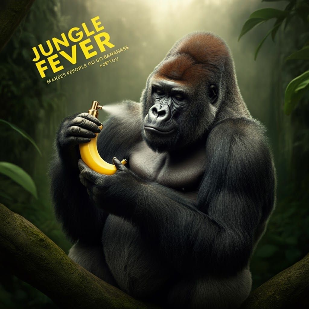 Surreal Gorilla Perfume Advertisement in Jungle