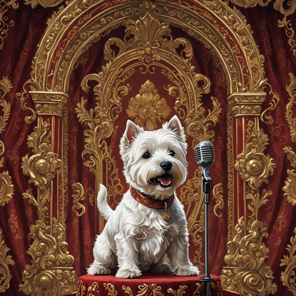 Westie Sings on Stage in Ash Thorp Style