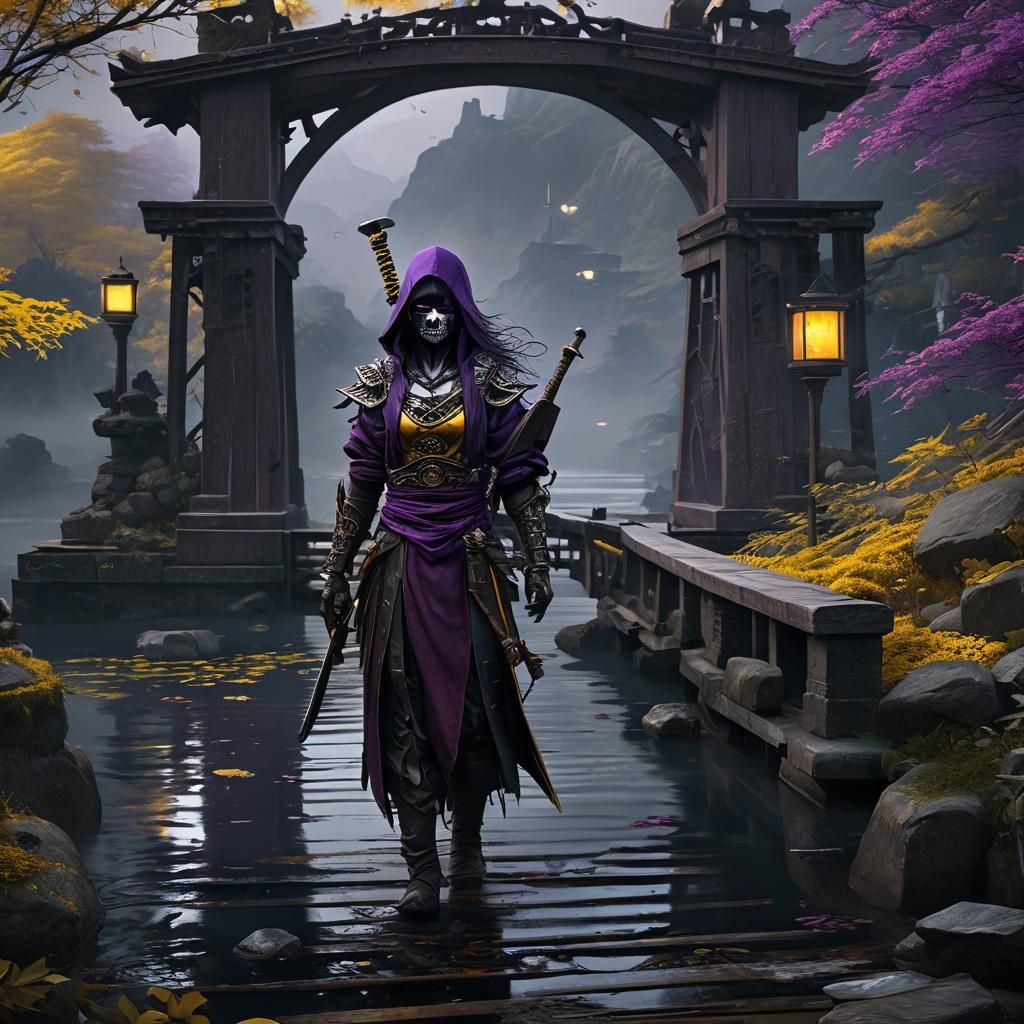 Dark Fantasy Face of Death in Japanese Setting