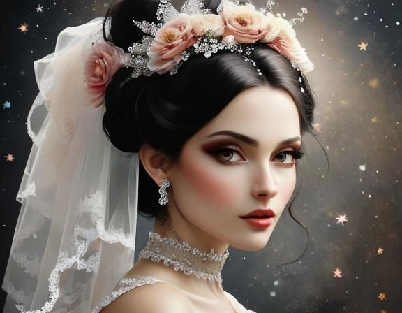 Bride in Tulle with Floral Elements