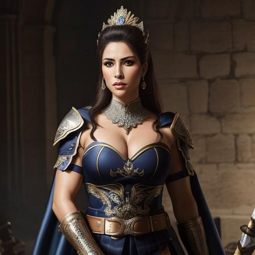 Hyperrealistic Portrait of a Beautiful Warrior Woman