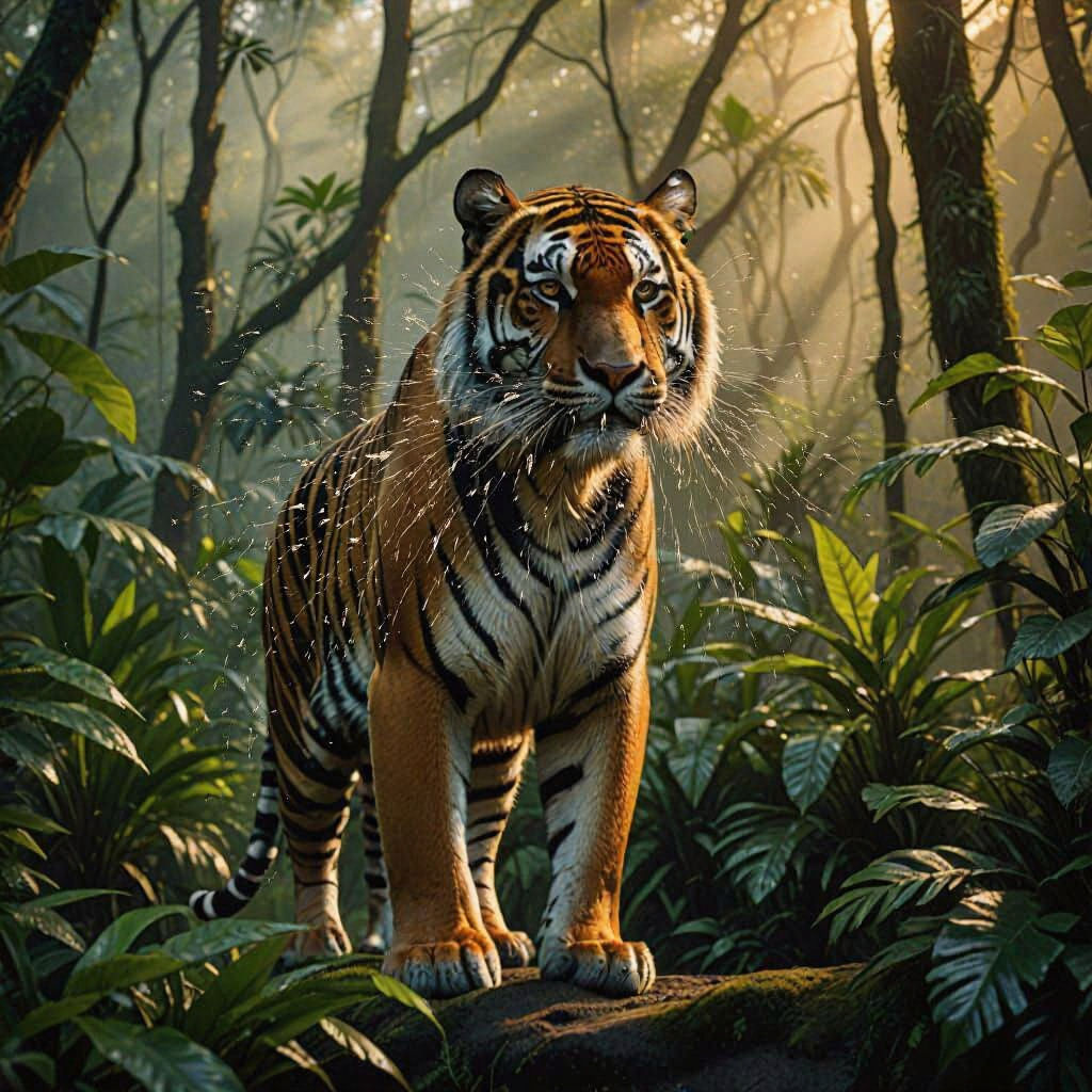 Bengal Tiger Fades into Rainforest: Photorealistic Concept A...