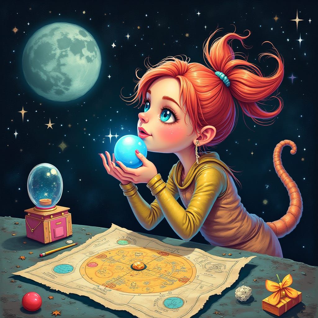 Mystical Garbage Pail Kid Contemplates Celestial Secrets