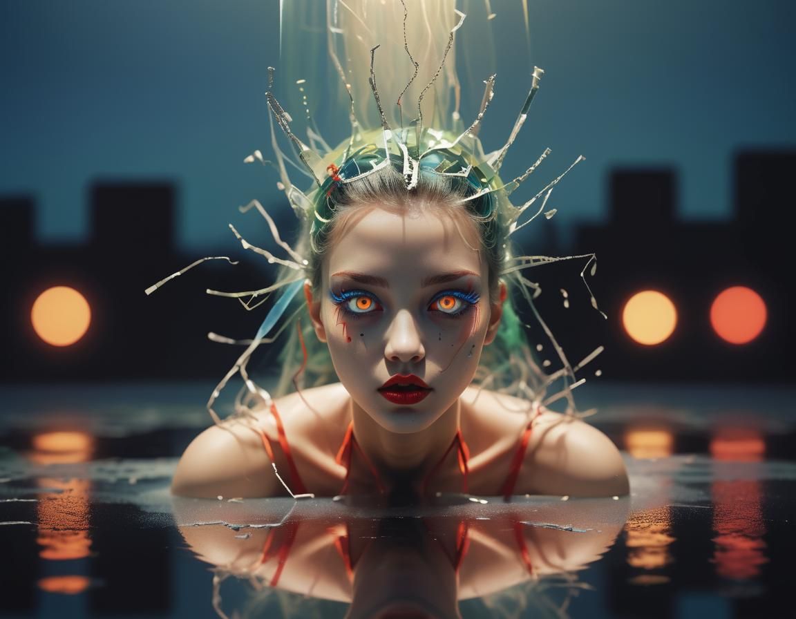 Cyberpunk Dancer in Multi-Layered Comic Style