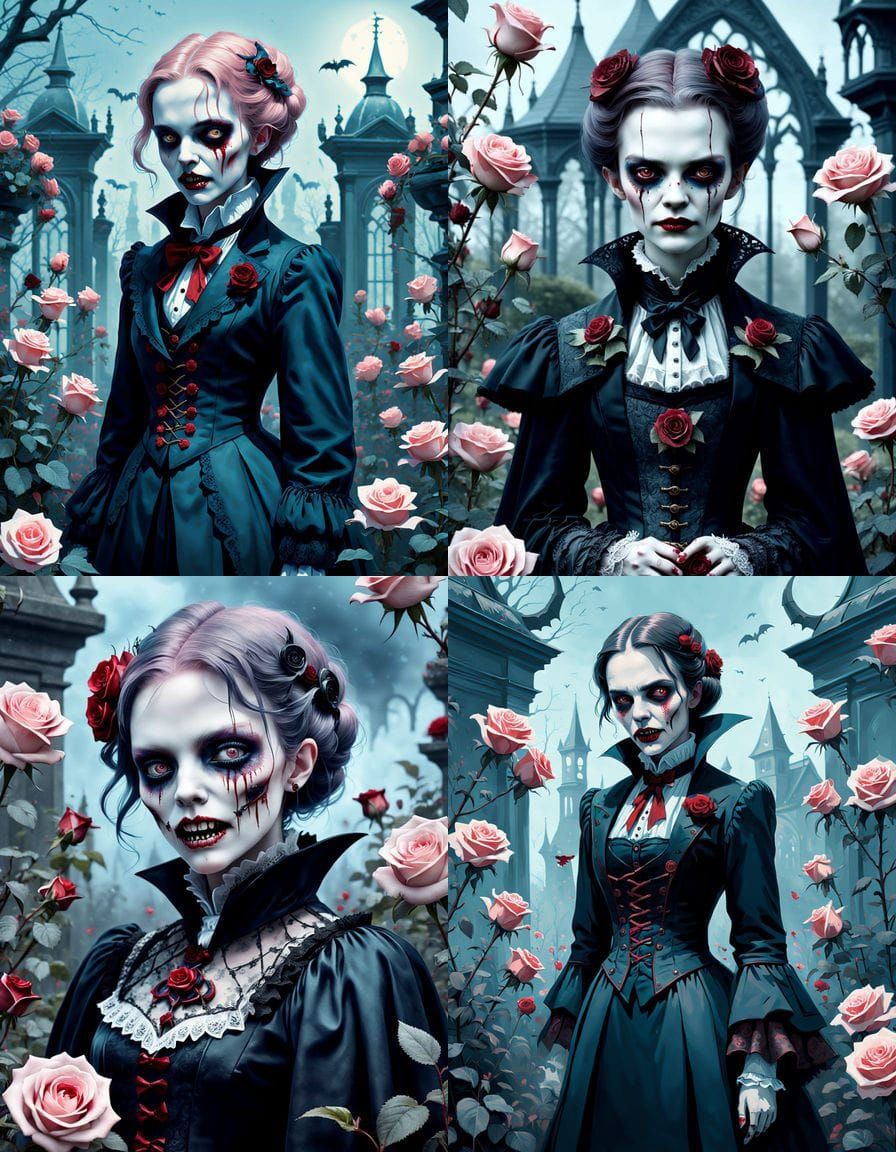 Ethereal Vampire in a Rose Garden