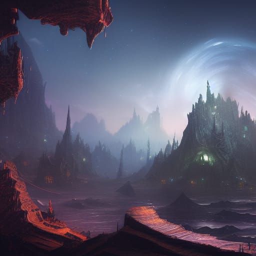 Fantastical Midnight Stars in Detailed Matte Painting