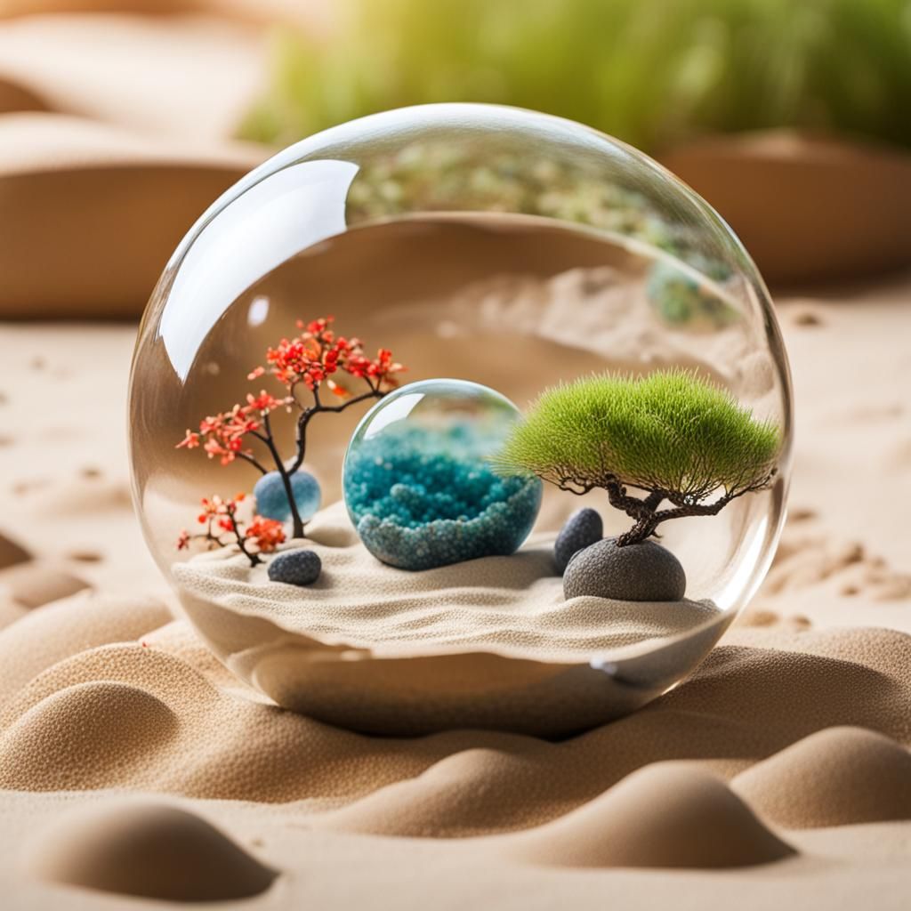 Zen Garden in Glass Ball with Dwarf