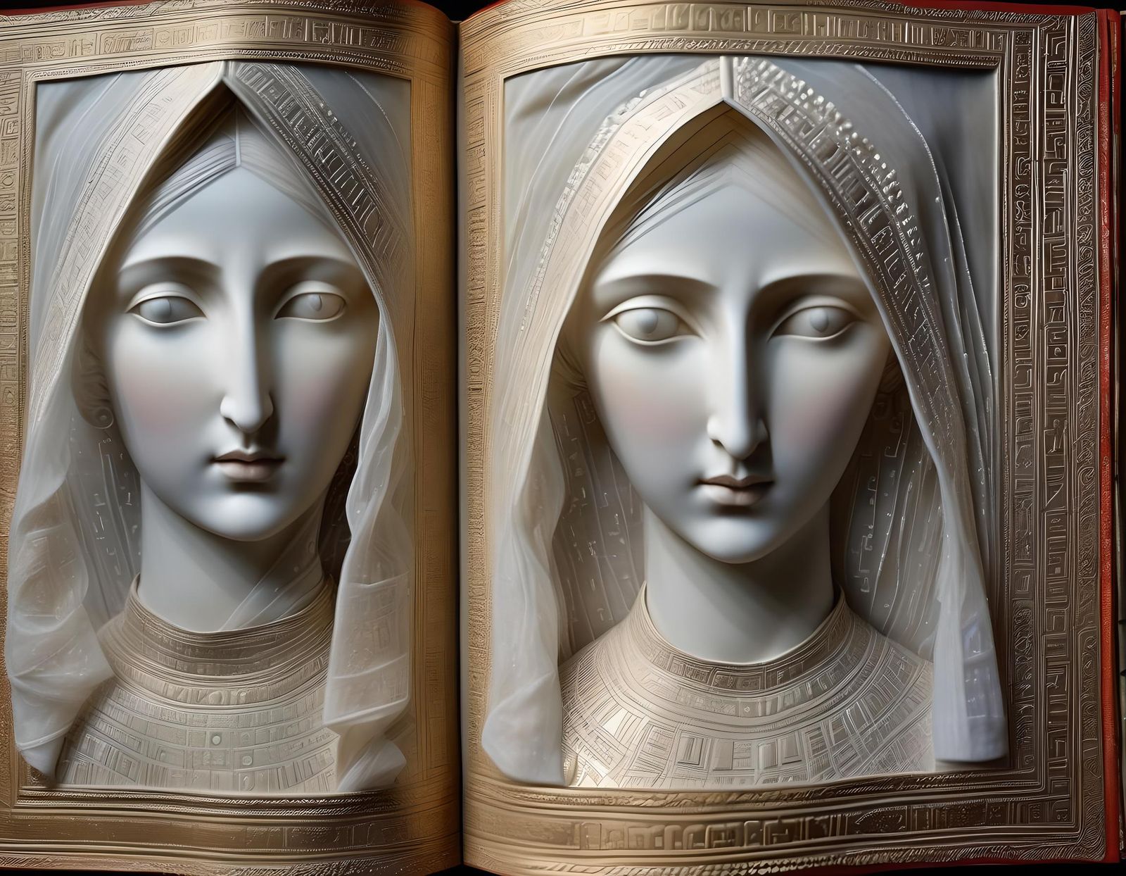 Cycladic Bookfrock Couture with Alien Faces