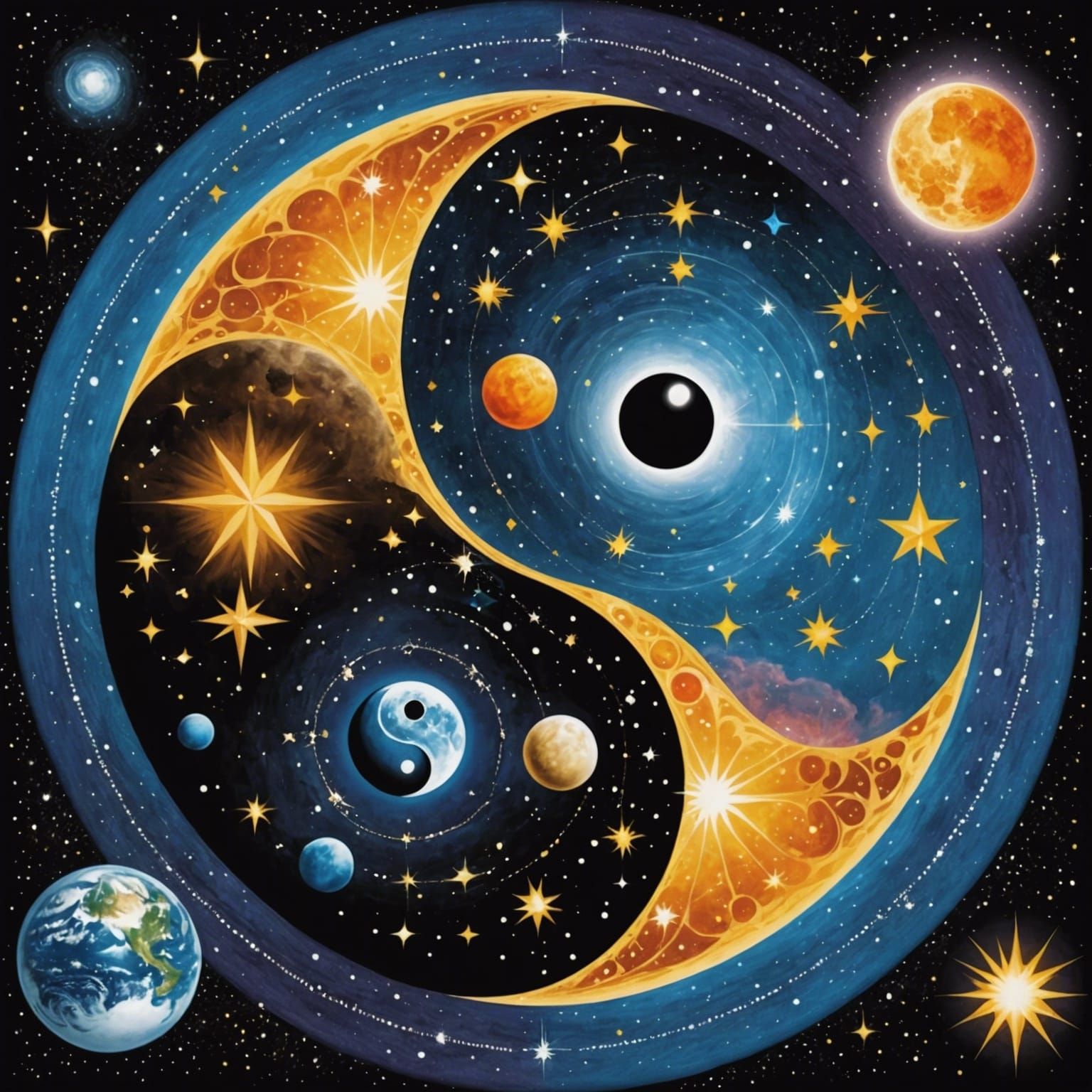 Yin and Yang Energy Spheres in Cosmic Balance