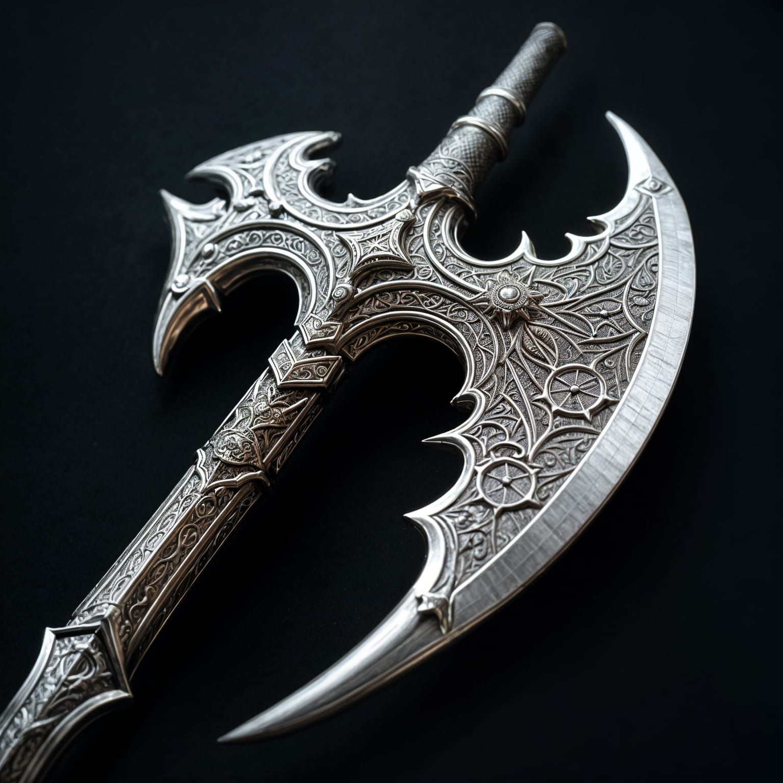 Cyberpunk Gothic Halberd in Shiny Polished Steel