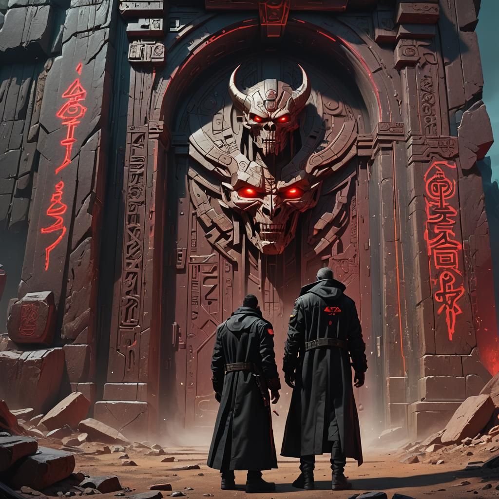 Cyberpunk Coffin Bearer and the Demon Gate