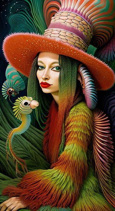 Mantis Shrimp Cowgirl in a Visionary Dreamscape