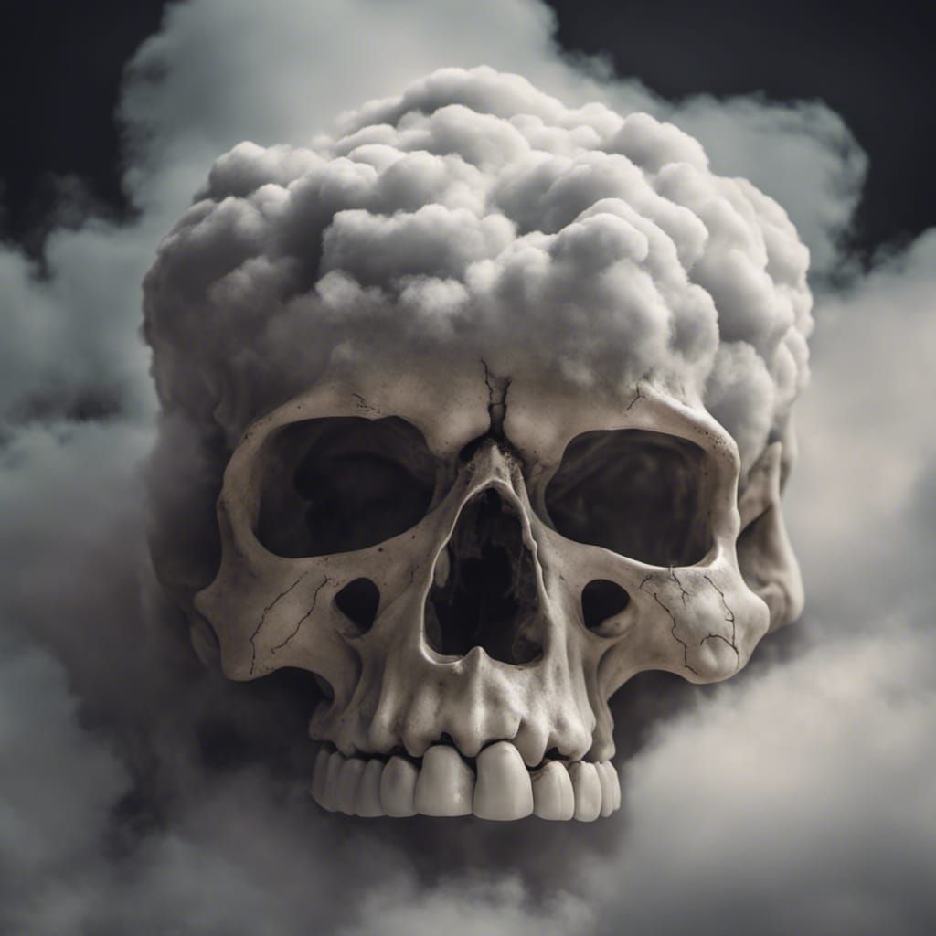 Ethereal Cloud Skull in Natural Lighting