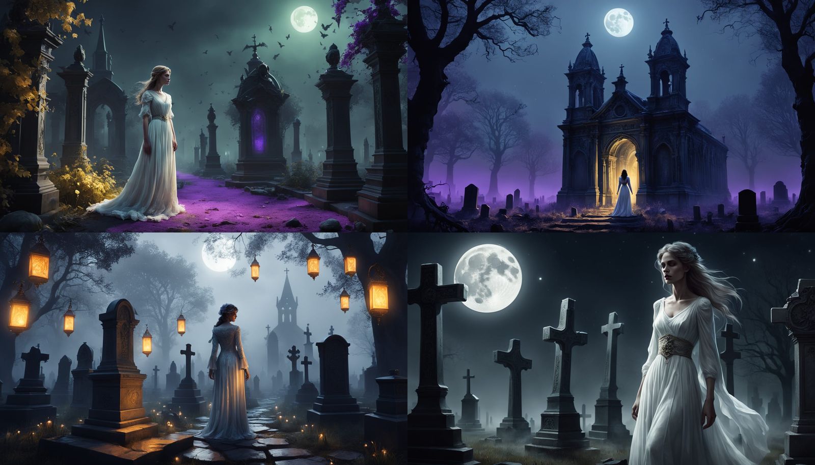 Surreal Hyperrealistic Portrait of a Woman in a Cemetery at...