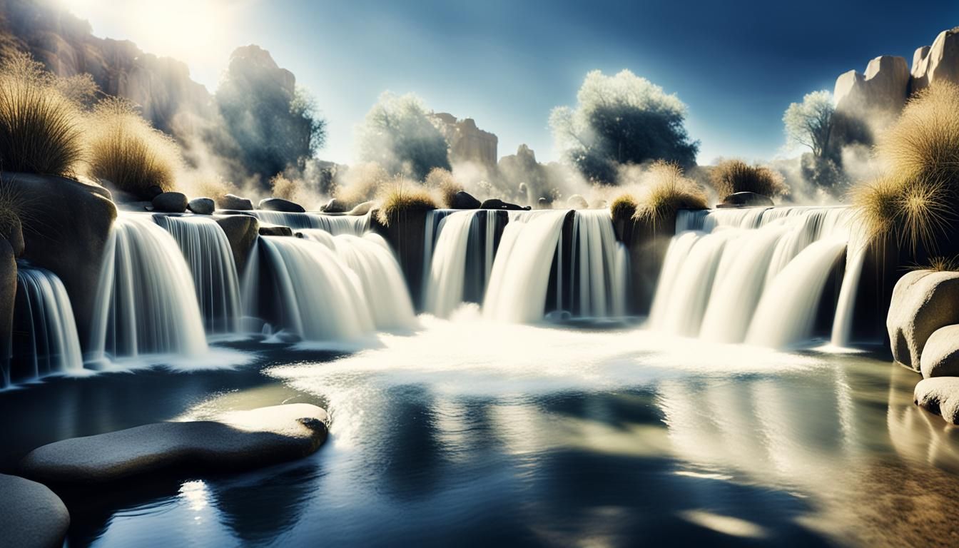 Serene Landscape Photography with Flowing Water Features