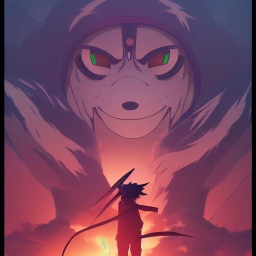 Kitsune Mask Ninja in Anime Style