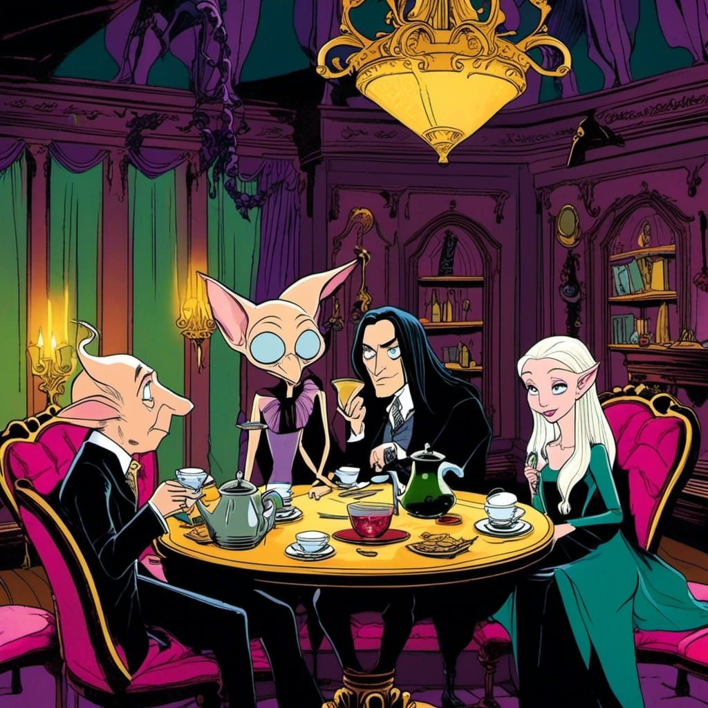 Dobby Photobombs Tea Party at Malfoy Manor