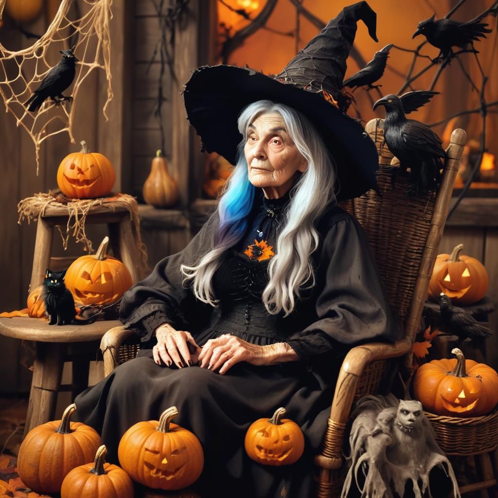 Old Witch in Halloween Lair: 3D Matte Painting