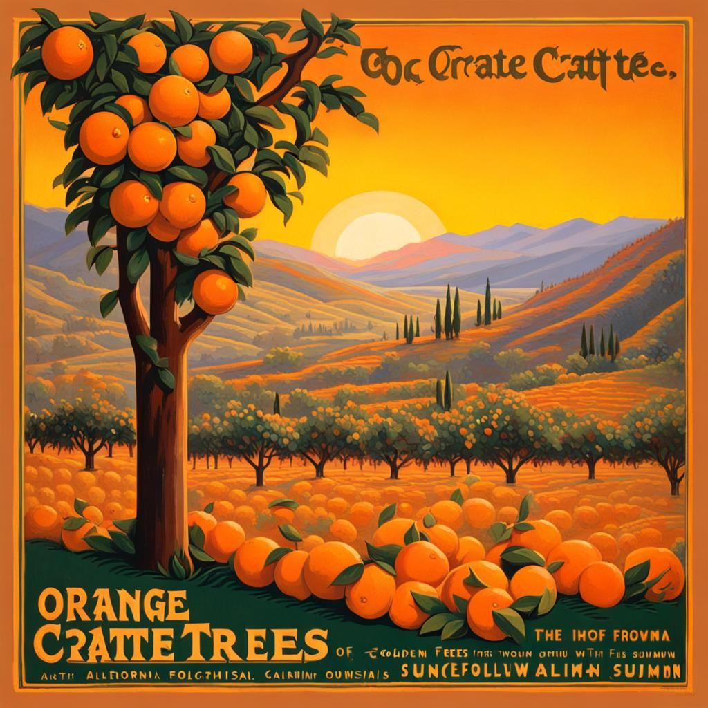 California Orange Groves: Vintage Crate Art