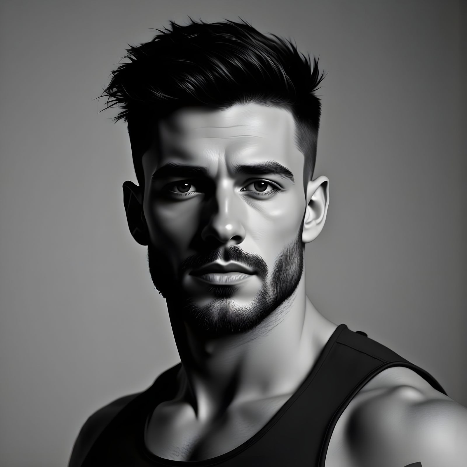 Striking Black and White Portrait of a Handsome Man